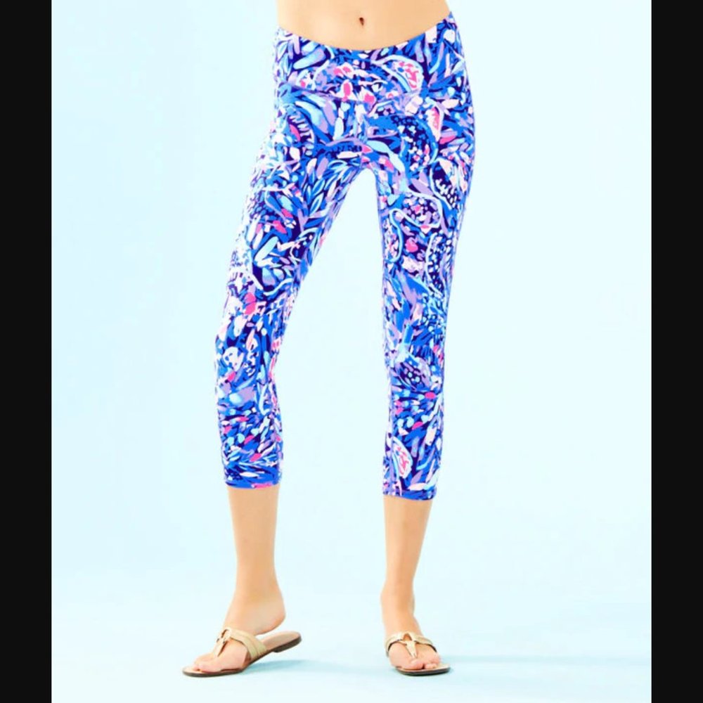 Lilly Pulitzer Cropped Legging in Royal Purple Party Wave